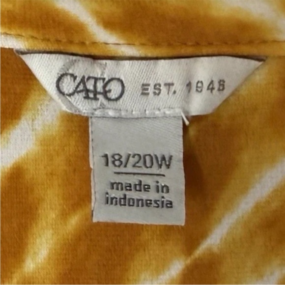 CATO Tunic Top Plus Size 18W 20W Blouse 3/4 Roll-Tab Sleeves Stretch Gold Yellow - Picture 7 of 7